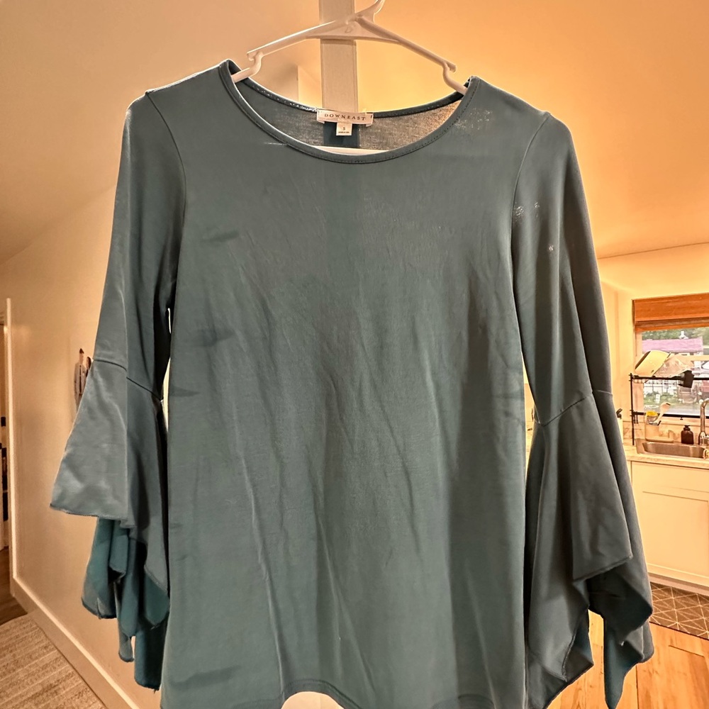 Women's Teal Top with Flared Sleeves